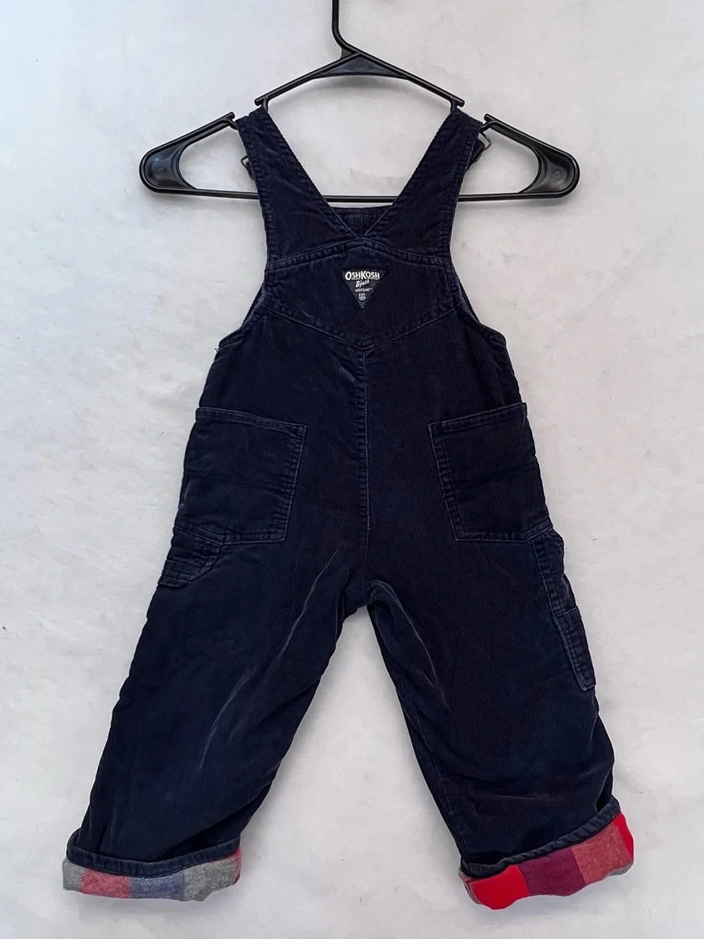 Osk‎ Kosh B’Gosh Blue Corduroy plaid lined overalls-2T